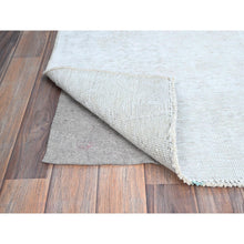 Load image into Gallery viewer, 2&#39;1&quot;x5&#39;10&quot; Papyrus White, Worn Down Fragment, Organic Wool Hand Knotted White Wash Old Persian Tabriz, Distressed Look and Sheared Low, Sides and Ends Secured, Oriental Runner Rug FWR1320