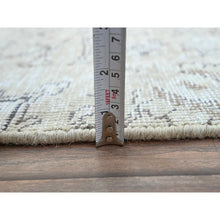 Load image into Gallery viewer, 2&#39;6&quot;x10&#39; Delicate White, Cropped Thin Fragment, Old Persian Tabriz Hand Knotted Pure Wool, Distressed Look, Evenly Worn, Sides And Ends Secured, White Wash Oriental Runner Rug FWR1338