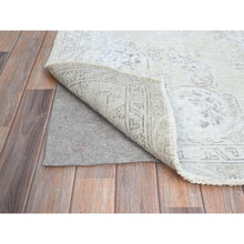 Load image into Gallery viewer, 2&#39;6&quot;x7&#39;6&quot; Snow White, Hand Knotted, Cropped Thin, All Natural Wool, Even Wear And Distressed Look, No Holes Fragment, White Wash, Sides And Ends Secured Professionally, Vintage Persian Tabriz, Runner Oriental Rug FWR1344