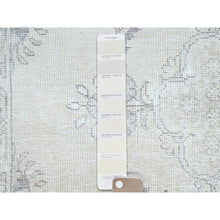 Load image into Gallery viewer, 2&#39;6&quot;x7&#39;6&quot; Snow White, Hand Knotted, Cropped Thin, All Natural Wool, Even Wear And Distressed Look, No Holes Fragment, White Wash, Sides And Ends Secured Professionally, Vintage Persian Tabriz, Runner Oriental Rug Sh224 FWR1344