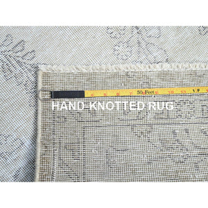 2'6"x7'6" Snow White, Hand Knotted, Cropped Thin, All Natural Wool, Even Wear And Distressed Look, No Holes Fragment, White Wash, Sides And Ends Secured Professionally, Vintage Persian Tabriz, Runner Oriental Rug Sh224 FWR1344