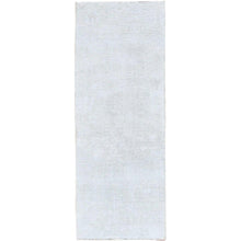 Load image into Gallery viewer, 2&#39;2&quot;x5&#39;10&quot; Alabaster White, Distressed Look With No Holes, Pure Wool, Hand Knotted, Evenly Worn, Sheared Low Fragment, White Washed Persian Tabriz, Sides And Ends Secured Professionally, Vintage Runner Oriental Rug Sh225 FWR1350