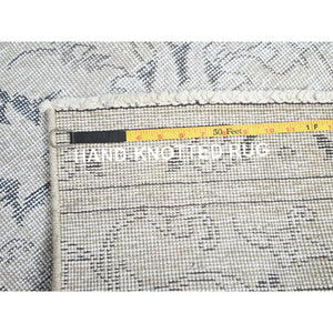 2'2"x9' Link White, Fragment, Even Wear With Distressed Look, Hand Knotted, Cropped Thin, White Wash, Vintage Persian Tabriz, Sides And Ends Secured Professionally, Runner Oriental Rug FWR1356