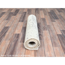 Load image into Gallery viewer, 2&#39;2&quot;x5&#39;10&quot; Smoke White, Fagment, Cropped Thin, Hand Knotted, Ends And Sides Secured Professionally, Evenly Worn With No Holes, White Washed, All Natural Wool, Vintage Persian Tabriz, Runner Oriental Rug FWR1368