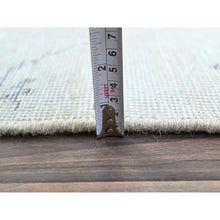 Load image into Gallery viewer, 2&#39;2&quot;x5&#39;10&quot; Smoke White, Fagment, Cropped Thin, Hand Knotted, Ends And Sides Secured Professionally, Evenly Worn With No Holes, White Washed, All Natural Wool, Vintage Persian Tabriz, Runner Oriental Rug FWR1368