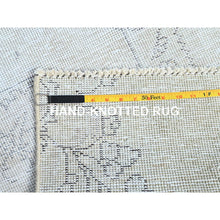 Load image into Gallery viewer, 2&#39;2&quot;x5&#39;10&quot; Smoke White, Fagment, Cropped Thin, Hand Knotted, Ends And Sides Secured Professionally, Evenly Worn With No Holes, White Washed, All Natural Wool, Vintage Persian Tabriz, Runner Oriental Rug FWR1368