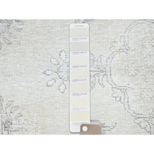Load image into Gallery viewer, 2&#39;5&quot;x7&#39;6&quot; Alabaster White, Pure Wool With Worn Out And Distressed Look, Hand Knotted Vintage Persian Tabriz, Cropped Thin, No Holes, White Wash, Runner Oriental Rug FWR1380