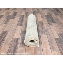 Load image into Gallery viewer, 2&#39;5&quot;x7&#39;6&quot; Alabaster White, Pure Wool With Worn Out And Distressed Look, Hand Knotted Vintage Persian Tabriz, Cropped Thin, No Holes, White Wash, Runner Oriental Rug FWR1380