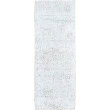 Load image into Gallery viewer, 2&#39;2&quot;x5&#39;10&quot; Old Wood White, Hand Knotted, Soft And Velvety Wool Fragment, Evenly Worn And Distressed, Hand Knotted, Cropped Thin, White Washed Vintage Persian Tabriz, Runner Oriental Rug Sh231 FWR1386