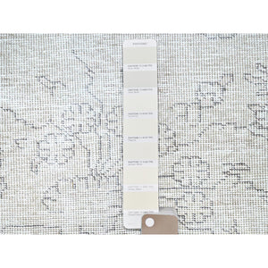 2'2"x5'10" Old Wood White, Hand Knotted, Soft And Velvety Wool Fragment, Evenly Worn And Distressed, Hand Knotted, Cropped Thin, White Washed Vintage Persian Tabriz, Runner Oriental Rug Sh231 FWR1386