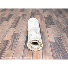 Load image into Gallery viewer, 2&#39;2&quot;x5&#39;10&quot; Old Wood White, Hand Knotted, Soft And Velvety Wool Fragment, Evenly Worn And Distressed, Hand Knotted, Cropped Thin, White Washed Vintage Persian Tabriz, Runner Oriental Rug Sh231 FWR1386