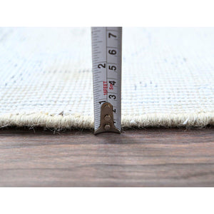 2'2"x5'10" Old Wood White, Hand Knotted, Soft And Velvety Wool Fragment, Evenly Worn And Distressed, Hand Knotted, Cropped Thin, White Washed Vintage Persian Tabriz, Runner Oriental Rug Sh231 FWR1386