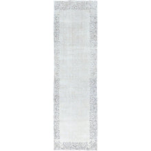Load image into Gallery viewer, 2&#39;9&quot;x10&#39; Cough Mixture White, Cropped Thin, Natural And Soft Wool, Hand Knotted, Even Wear, Open Field Border Design, White Wash, Ends And Sides Secured, Vintage Persian Tabriz, Runner Oriental Rug Sh233 FWR1398