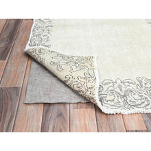 Load image into Gallery viewer, 2&#39;9&quot;x10&#39; Cough Mixture White, Cropped Thin, Natural And Soft Wool, Hand Knotted, Even Wear, Open Field Border Design, White Wash, Ends And Sides Secured, Vintage Persian Tabriz, Runner Oriental Rug FWR1398