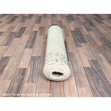 Load image into Gallery viewer, 2&#39;9&quot;x10&#39; Cough Mixture White, Cropped Thin, Natural And Soft Wool, Hand Knotted, Even Wear, Open Field Border Design, White Wash, Ends And Sides Secured, Vintage Persian Tabriz, Runner Oriental Rug Sh233 FWR1398