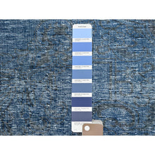Load image into Gallery viewer, 3&#39;1&quot;x5&#39;1&quot; Lichen Blue, Borderless, Overdyed Vintage Persian Tabriz, Sides and Ends Professionally Secured and Cleaned, Fragment, Hand Knotted, Sheared Low, Abrash Distressed Wool Oriental Rug FWR1404