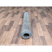 Load image into Gallery viewer, 3&#39;1&quot;x5&#39;1&quot; Lichen Blue, Borderless, Overdyed Vintage Persian Tabriz, Sides and Ends Professionally Secured and Cleaned, Fragment, Hand Knotted, Sheared Low, Abrash Distressed Wool Oriental Rug FWR1404