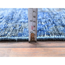 Load image into Gallery viewer, 3&#39;1&quot;x5&#39;1&quot; Lichen Blue, Borderless, Overdyed Vintage Persian Tabriz, Sides and Ends Professionally Secured and Cleaned, Fragment, Hand Knotted, Sheared Low, Abrash Distressed Wool Oriental Rug FWR1404