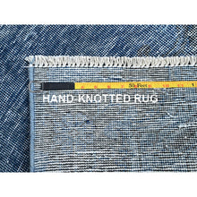 Load image into Gallery viewer, 3&#39;1&quot;x5&#39;1&quot; Lichen Blue, Borderless, Overdyed Vintage Persian Tabriz, Sides And Ends Professionally Secured And Cleaned, Fragment, Hand Knotted, Sheared Low, Abrash Distressed Wool Oriental Rug FWR1404