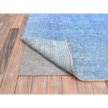 Load image into Gallery viewer, 4&#39;4&quot;x6&#39;3&quot; Pacific Coast Blue, Worn Down Vintage Persian, Sides and Ends Professionally Secured and Cleaned, Distressed, Sheared Low, Hand Knotted, 100% Wool, Oriental Rug FWR1434