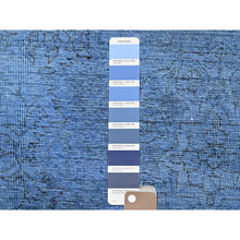 Load image into Gallery viewer, 4&#39;4&quot;x6&#39;3&quot; Pacific Coast Blue, Worn Down Vintage Persian, Sides and Ends Professionally Secured and Cleaned, Distressed, Sheared Low, Hand Knotted, 100% Wool, Oriental Rug FWR1434