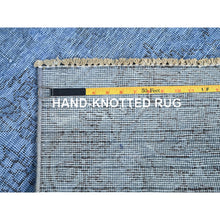Load image into Gallery viewer, 4&#39;4&quot;x6&#39;3&quot; Pacific Coast Blue, Worn Down Vintage Persian, Sides And Ends Professionally Secured And Cleaned, Distressed, Sheared Low, Hand Knotted, 100% Wool, Oriental Rug FWR1434