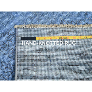 4'4"x6'3" Pacific Coast Blue, Worn Down Vintage Persian, Sides And Ends Professionally Secured And Cleaned, Distressed, Sheared Low, Hand Knotted, 100% Wool, Oriental Rug FWR1434