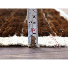 Load image into Gallery viewer, 1&#39;8&quot;x2&#39; Chocolate Brown, Natural Undyed Wool, Moroccan Weave, Grid Design Sample, Hand Knotted, Oriental Rug FWR1470