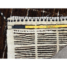 Load image into Gallery viewer, 1&#39;8&quot;x2&#39; Chocolate Brown, Natural Undyed Wool, Moroccan Weave, Grid Design Sample, Hand Knotted, Oriental Rug FWR1470