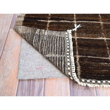 Load image into Gallery viewer, 1&#39;8&quot;x2&#39; Chocolate Brown, Moroccan Weave, Grid Design Sample, Natural Undyed Wool, Hand Knotted, Oriental Rug FWR1476