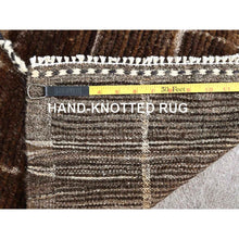 Load image into Gallery viewer, 1&#39;8&quot;x2&#39; Chocolate Brown, Moroccan Weave, Grid Design Sample, Natural Undyed Wool, Hand Knotted, Oriental Rug FWR1476