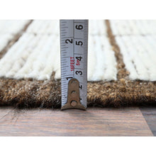 Load image into Gallery viewer, 1&#39;8&quot;x2&#39; Daisy White, Natural Undyed Wool, Moroccan Weave, Grid Design Sample, Hand Knotted, Oriental Rug FWR1482