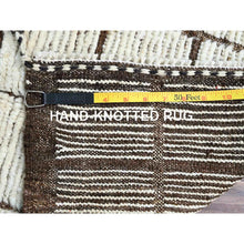 Load image into Gallery viewer, 1&#39;8&quot;x2&#39; Daisy White, Natural Undyed Wool, Moroccan Weave, Grid Design Sample, Hand Knotted, Oriental Rug FWR1482