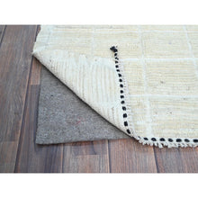 Load image into Gallery viewer, 1&#39;8&quot;x2&#39; Bone White, Natural Undyed Wool, Moroccan Weave, Grid Design Sample, Hand Knotted, Oriental Rug FWR1488