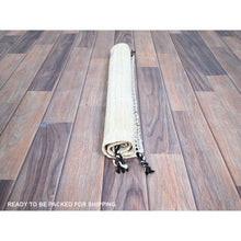 Load image into Gallery viewer, 1&#39;8&quot;x2&#39; Bone White, Natural Undyed Wool, Moroccan Weave, Grid Design Sample, Hand Knotted, Oriental Rug FWR1488