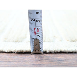 1'8"x2' Bone White, Natural Undyed Wool, Moroccan Weave, Grid Design Sample, Hand Knotted, Oriental Rug FWR1488