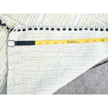 Load image into Gallery viewer, 1&#39;8&quot;x2&#39; Bone White, Natural Undyed Wool, Moroccan Weave, Grid Design Sample, Hand Knotted, Oriental Rug FWR1488