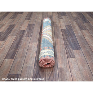 2'9"x4'9" Rouge Pink, Anatolian Geometric Village Design, Zero Pile, Shaved Low, 100% Wool, Hand Knotted, Oriental Rug FWR1494