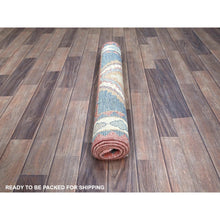 Load image into Gallery viewer, 2&#39;9&quot;x4&#39;9&quot; Rouge Pink, Anatolian Geometric Village Design, Zero Pile, Shaved Low, 100% Wool, Hand Knotted, Oriental Rug FWR1494