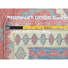Load image into Gallery viewer, 2&#39;9&quot;x4&#39;9&quot; Rouge Pink, Anatolian Geometric Village Design, Zero Pile, Shaved Low, 100% Wool, Hand Knotted, Oriental Rug FWR1494
