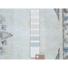 Load image into Gallery viewer, 7&#39;2&quot;x10&#39;1&quot; Misty Blue, Vintage Persian Kerman, Sheared Thin, Dense Weave, Nicely Done Patches, 100% Wool, Hand Knotted Oriental Rug FWR1500