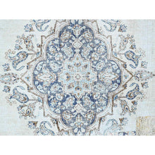 Load image into Gallery viewer, 7&#39;2&quot;x10&#39;1&quot; Misty Blue, Vintage Persian Kerman, Sheared Thin, Dense Weave, Nicely Done Patches, 100% Wool, Hand Knotted Oriental Rug FWR1500