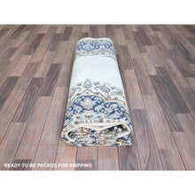Load image into Gallery viewer, 7&#39;2&quot;x10&#39;1&quot; Misty Blue, Vintage Persian Kerman, Sheared Thin, Dense Weave, Nicely Done Patches, 100% Wool, Hand Knotted Oriental Rug FWR1500