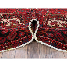 Load image into Gallery viewer, 9&#39;7&quot;x12&#39;2&quot; Scarlet Red, Vintage Persian Heriz With Geometric Medallion Design, 100% Wool, Hand Knotted, Even Wear, Sheared Low, Good Condition, Sides And Ends Professionally Secured, Oriental Rug FWR1536