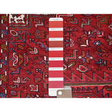 Load image into Gallery viewer, 9&#39;7&quot;x12&#39;2&quot; Scarlet Red, Vintage Persian Heriz With Geometric Medallion Design, 100% Wool, Hand Knotted, Even Wear, Sheared Low, Good Condition, Sides And Ends Professionally Secured, Oriental Rug FWR1536