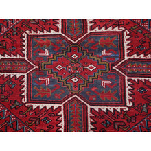 Load image into Gallery viewer, 9&#39;7&quot;x12&#39;2&quot; Scarlet Red, Vintage Persian Heriz With Geometric Medallion Design, 100% Wool, Hand Knotted, Even Wear, Sheared Low, Good Condition, Sides And Ends Professionally Secured, Oriental Rug FWR1536