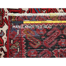 Load image into Gallery viewer, 9&#39;7&quot;x12&#39;2&quot; Scarlet Red, Vintage Persian Heriz With Geometric Medallion Design, 100% Wool, Hand Knotted, Even Wear, Sheared Low, Good Condition, Sides And Ends Professionally Secured, Oriental Rug FWR1536