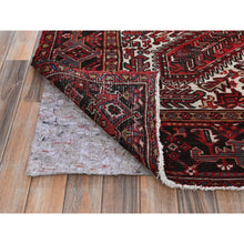 Load image into Gallery viewer, 7&#39;7&quot;x10&#39;9&quot; Carmine Red, Vintage Persian Heriz With Geometric Medallion Design, Worn And Distressed, 100% Wool, Hand Knotted, Cropped Thin, Clean, Sides And Ends Professionally Secured, Oriental Rug FWR1542