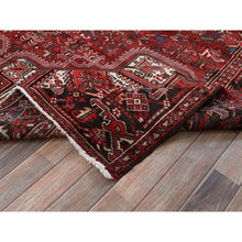 Load image into Gallery viewer, 7&#39;7&quot;x10&#39;9&quot; Carmine Red, Vintage Persian Heriz With Geometric Medallion Design, Worn And Distressed, 100% Wool, Hand Knotted, Cropped Thin, Clean, Sides And Ends Professionally Secured, Oriental Rug FWR1542