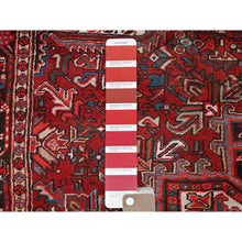 Load image into Gallery viewer, 7&#39;7&quot;x10&#39;9&quot; Carmine Red, Vintage Persian Heriz With Geometric Medallion Design, Worn And Distressed, 100% Wool, Hand Knotted, Cropped Thin, Clean, Sides And Ends Professionally Secured, Oriental Rug FWR1542